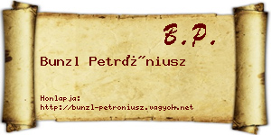 Bunzl Petróniusz névjegykártya